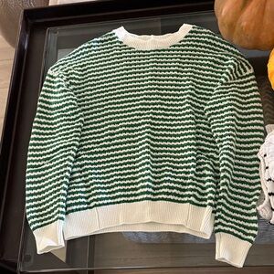 Spiritual Gangster Green and Cream Patterned Sweater